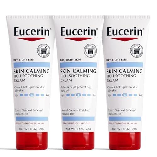 Eucerin Skin Calming Creme – Körperlotion für trockene, juckende Haut mit natürlichem Hafer, 8 oz Tube (3er-Pack)