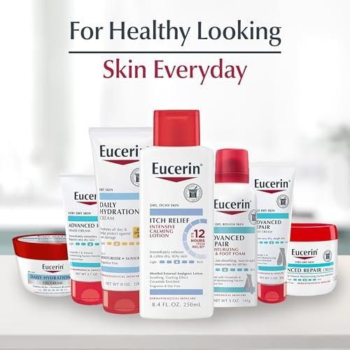 Eucerin Skin Calming Creme – Körperlotion für trockene, juckende Haut mit natürlichem Hafer, 8 oz Tube (3er-Pack)