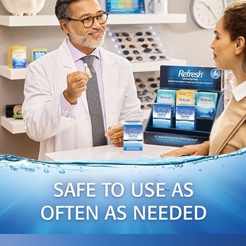 Refresh Optive Befeuchtende Augentropfen für trockene Augen, Konservierungsmittelfrei, 0,01 Fl Oz Einzeldosisbehälter, 30 Stück