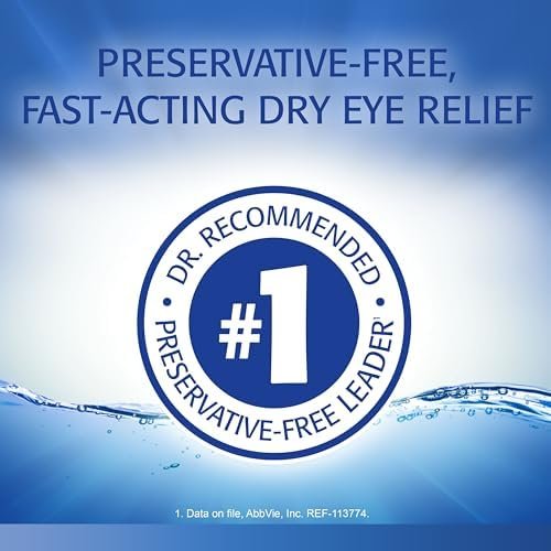 Refresh Optive Befeuchtende Augentropfen für trockene Augen, Konservierungsmittelfrei, 0,01 Fl Oz Einzeldosisbehälter, 30 Stück