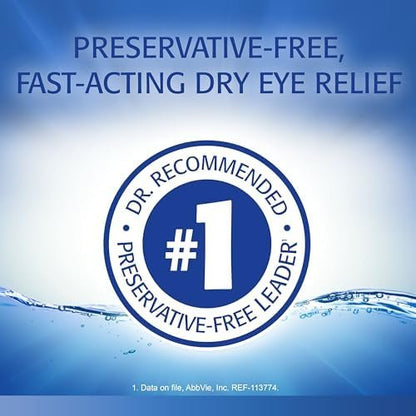 Refresh Optive Befeuchtende Augentropfen für trockene Augen, Konservierungsmittelfrei, 0,01 Fl Oz Einzeldosisbehälter, 30 Stück