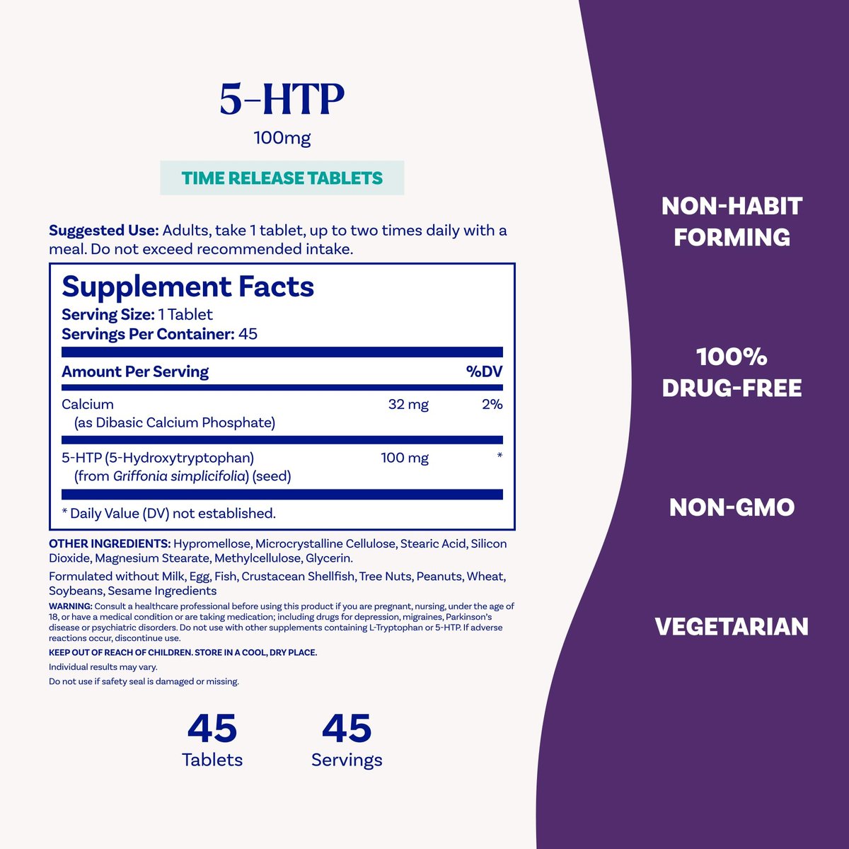 Natrol 5-HTP 100 mg – 90 Tabletten mit Zeitfreisetzung zur Unterstützung einer ausgeglichenen Stimmung