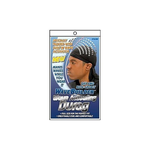 WaveBuilder Premium Haarwellen-Aktivierender Durag, Schwarz