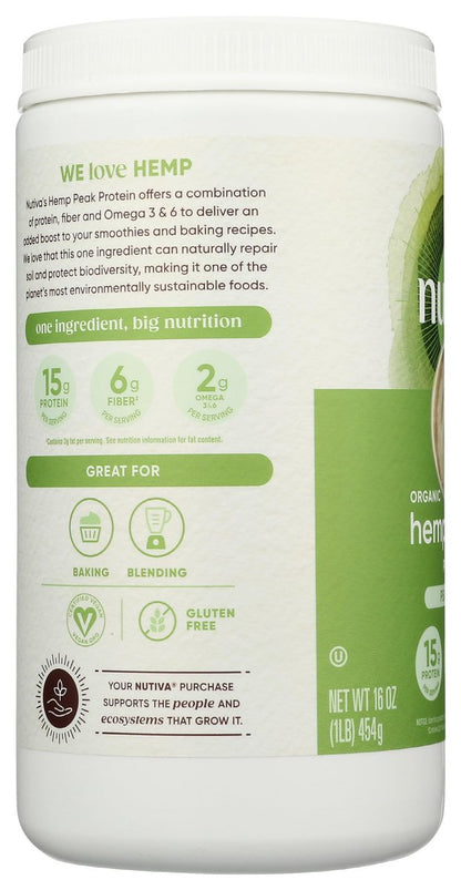 Nutiva Bio Hanfproteinpulver, kaltgepresst, roh, 453 g - USDA Bio, Nicht-GVO, Whole 30 Approved, Vegan, Glutenfrei & Keto, Pflanzliches Protein mit essentiellen Aminosäuren
