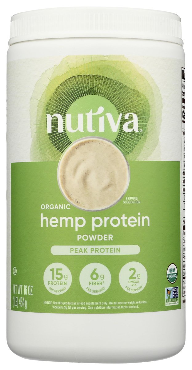 Nutiva Bio Hanfproteinpulver, kaltgepresst, roh, 453 g - USDA Bio, Nicht-GVO, Whole 30 Approved, Vegan, Glutenfrei & Keto, Pflanzliches Protein mit essentiellen Aminosäuren