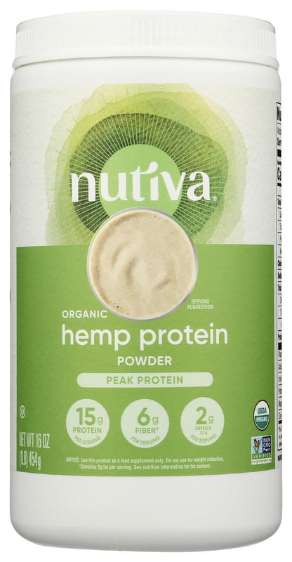 Nutiva Bio Hanfproteinpulver, kaltgepresst, roh, 453 g - USDA Bio, Nicht-GVO, Whole 30 Approved, Vegan, Glutenfrei & Keto, Pflanzliches Protein mit essentiellen Aminosäuren