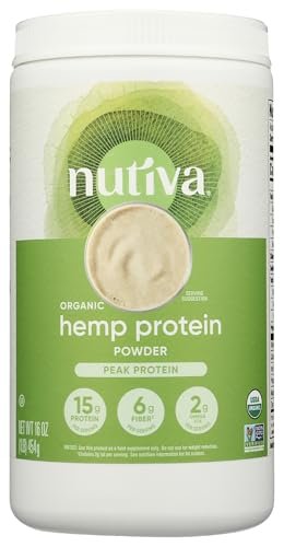 Nutiva Bio Hanfproteinpulver, kaltgepresst, roh, 453 g - USDA Bio, Nicht-GVO, Whole 30 Approved, Vegan, Glutenfrei & Keto, Pflanzliches Protein mit essentiellen Aminosäuren
