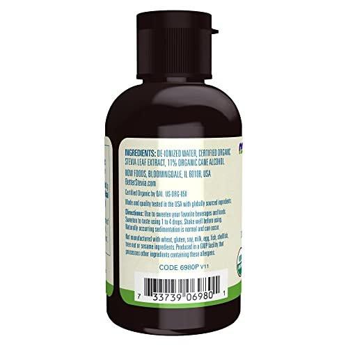 NOW Foods BetterStevia Bio Flüssiger Zero-Kalorien-Süßstoff, Keto-freundlich, für Diabetiker geeignet, ohne Erythrit, 59 ml