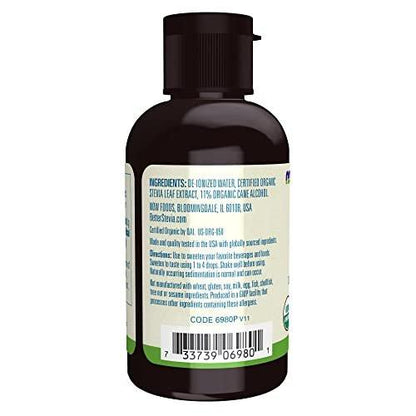 NOW Foods BetterStevia Bio Flüssiger Zero-Kalorien-Süßstoff, Keto-freundlich, für Diabetiker geeignet, ohne Erythrit, 59 ml