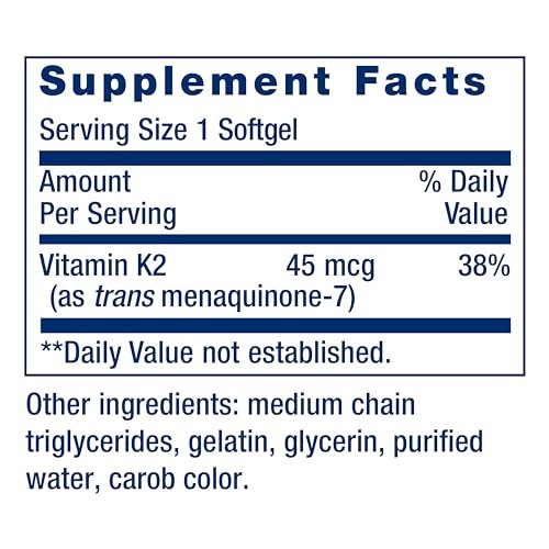 Life Extension Low Dose Vitamin K2 – Unterstützt die Arteriengesundheit – Non-GMO, glutenfrei – 90 Softgels