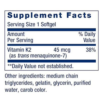 Life Extension Low Dose Vitamin K2 – Unterstützt die Arteriengesundheit – Non-GMO, glutenfrei – 90 Softgels