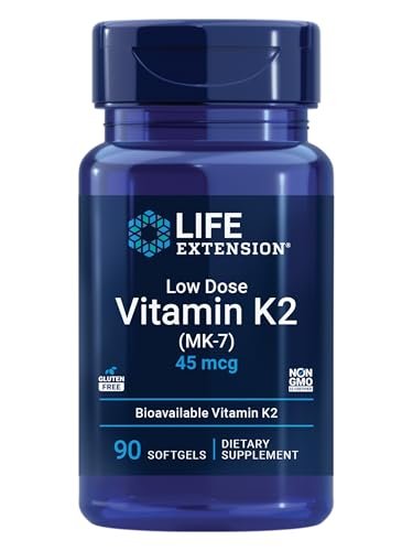 Life Extension Low Dose Vitamin K2 – Unterstützt die Arteriengesundheit – Non-GMO, glutenfrei – 90 Softgels