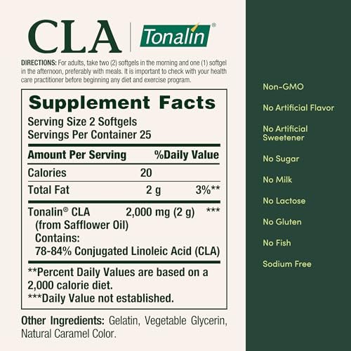 Nature's Bounty Tonalin CLA 1000 mg, 50 Rapid Release Weichkapseln – Nahrungsergänzungsmittel zur Unterstützung von Diät und Körper