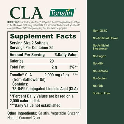 Nature's Bounty Tonalin CLA 1000 mg, 50 Rapid Release Weichkapseln – Nahrungsergänzungsmittel zur Unterstützung von Diät und Körper