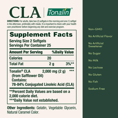 Nature's Bounty Tonalin CLA 1000 mg, 50 Rapid Release Weichkapseln – Nahrungsergänzungsmittel zur Unterstützung von Diät und Körper