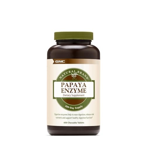 GNC Natural Brand Papaya Enzyme – 600 Kautabletten, Verdauungsenzym-Komplex