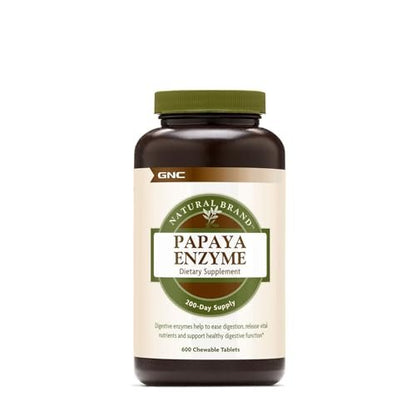 GNC Natural Brand Papaya Enzyme – 600 Kautabletten, Verdauungsenzym-Komplex