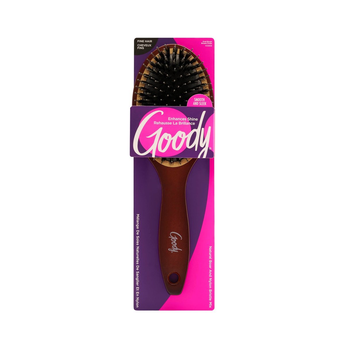 Goody Keramikbürste für das Haar, Ovales Kissen – Mischung aus Naturborsten und Nylon für mehr Glanz und glattes Haar, bekämpft Frizz und statische Aufladung – Premium-Holzdesign, schmerzfrei für alle Haartypen