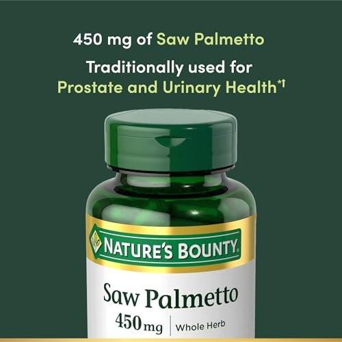 Nature's Bounty Sägepalme 450 mg, 100 Kapseln – Herbal Health Supplement für Prostata- und Harnwegsgesundheit