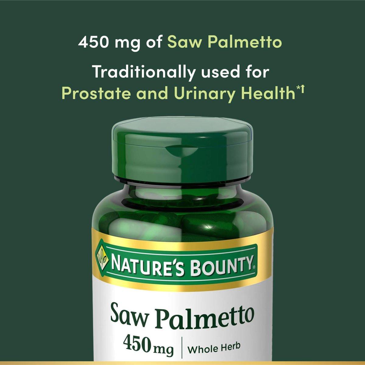 Nature's Bounty Sägepalme 450 mg, 100 Kapseln – Herbal Health Supplement für Prostata- und Harnwegsgesundheit