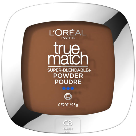 L'Oréal Paris True Match Super Blendable Ölfreies Foundation Puder, C8 Mittel-Dunkel, 0,33 Unzen