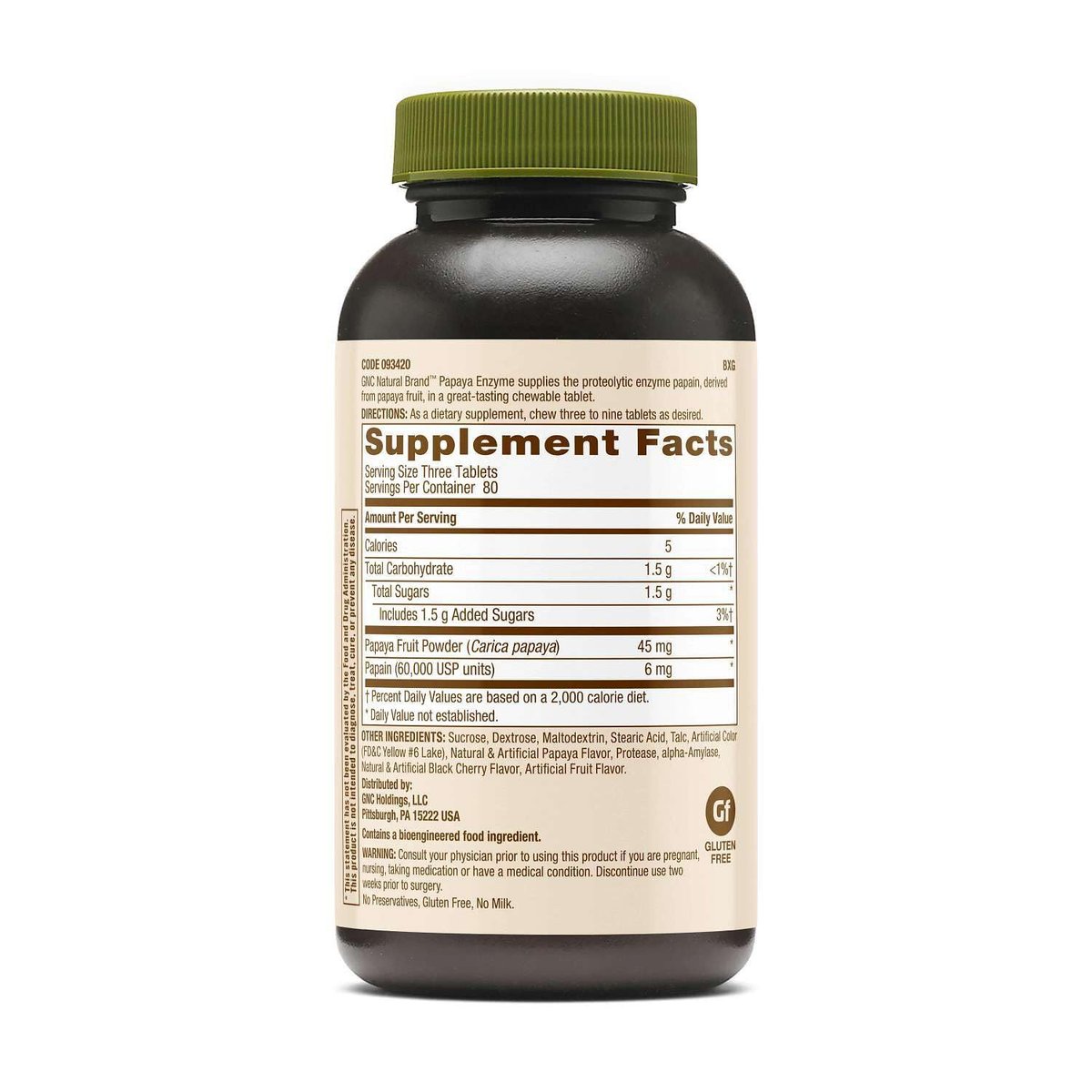 GNC Natural Brand Papaya Enzymes – 240 Tabletten – Unterstützt eine gesunde Verdauungsfunktion