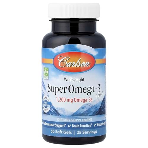 Carlson Super Omega-3 Gems – 1200 mg Omega-3, nachhaltig gefangen, 50 Weichkapseln