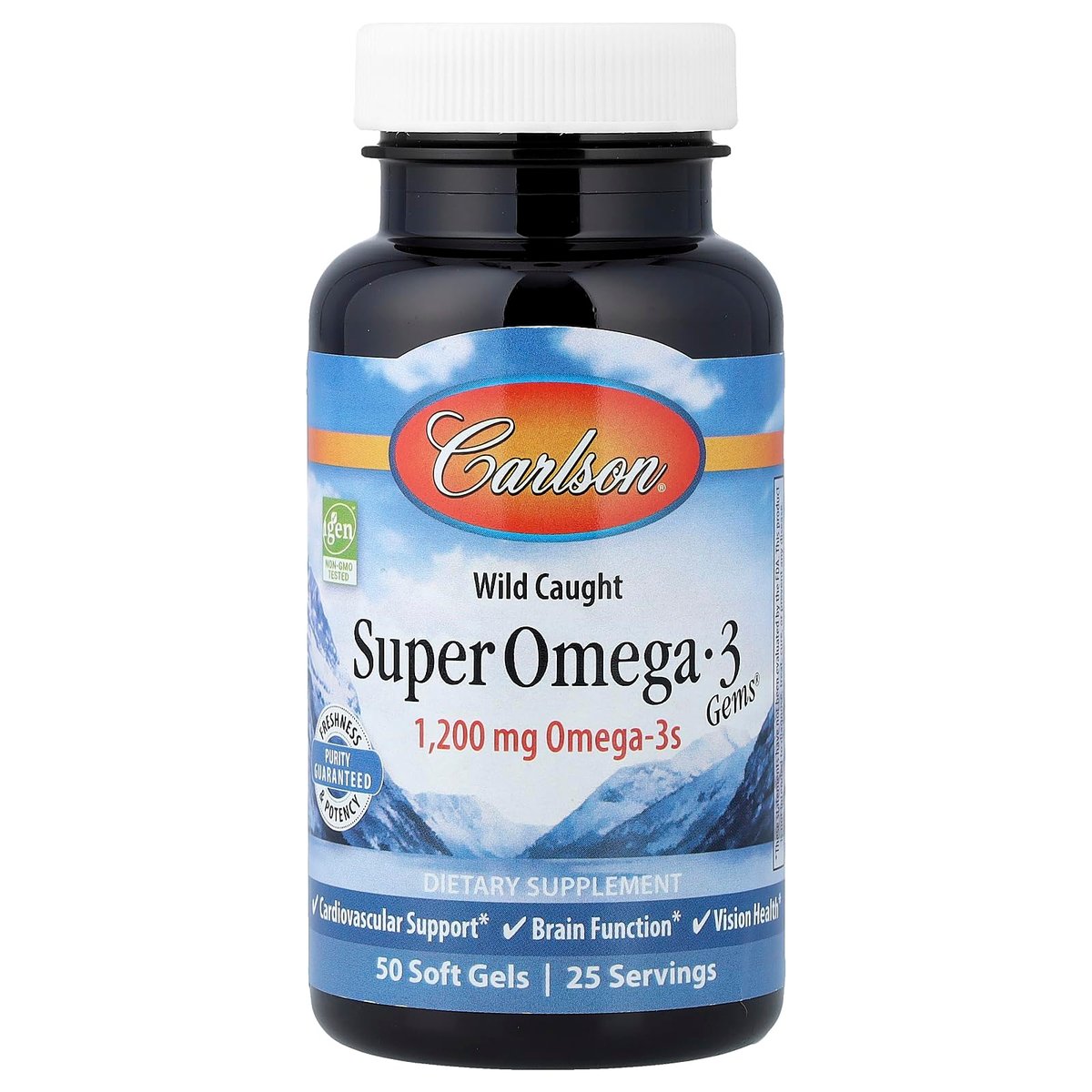 Carlson Super Omega-3 Gems – 1200 mg Omega-3, nachhaltig gefangen, 50 Weichkapseln