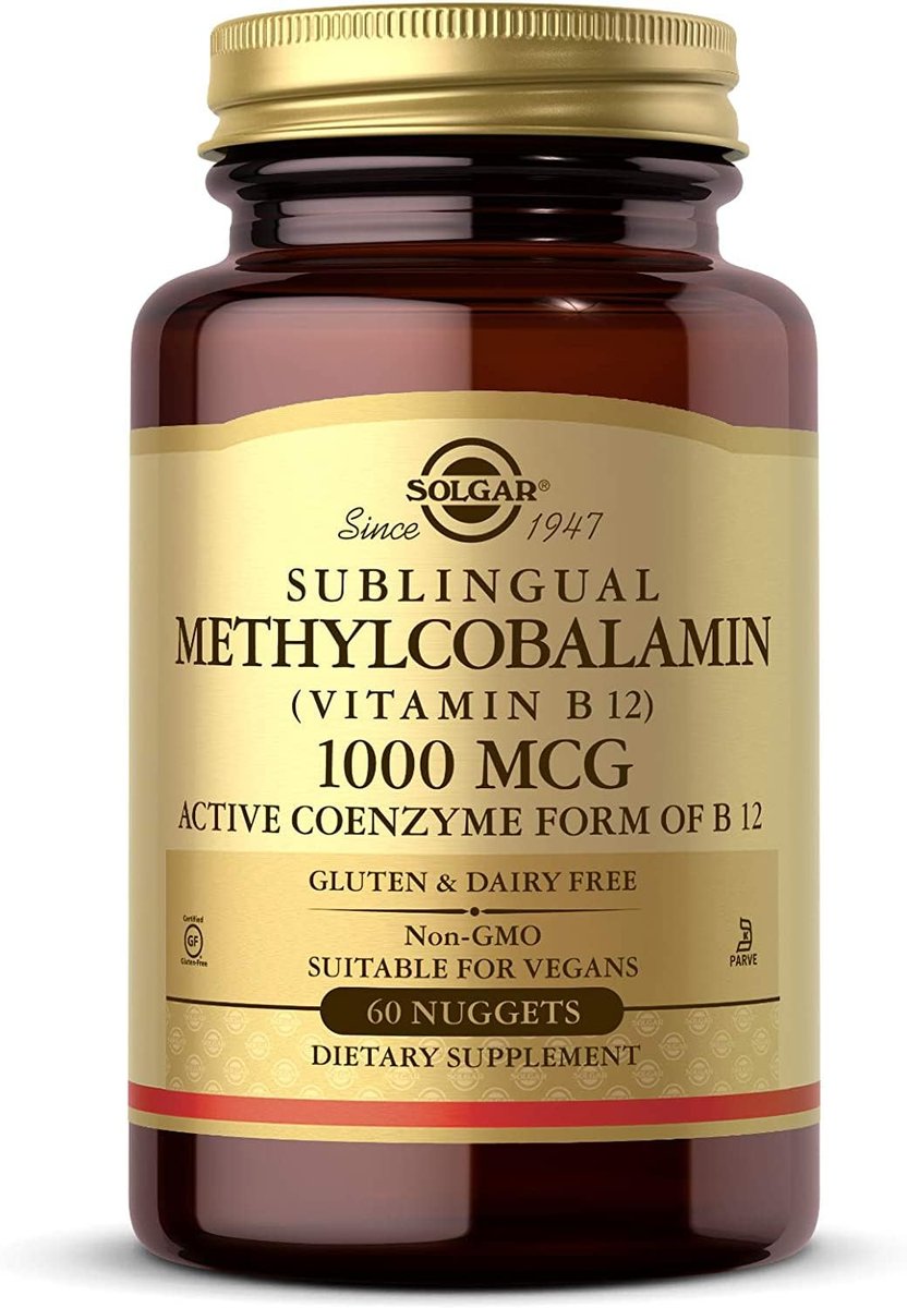 Solgar Methylcobalamin (Vitamin B12) 5000 mcg, 60 Nuggets - Kirschgeschmack - Unterstützt den Energiestoffwechsel - Körperbereite, aktive Form - Non-GMO, Vegan, Glutenfrei - 60 Portionen