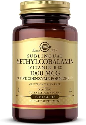 Solgar Methylcobalamin (Vitamin B12) 5000 mcg, 60 Nuggets - Kirschgeschmack - Unterstützt den Energiestoffwechsel - Körperbereite, aktive Form - Non-GMO, Vegan, Glutenfrei - 60 Portionen