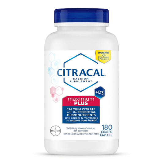 Citracal Maximum Plus Kalziumpräparat – Kalziumcitrat mit Vitamin D3, Zink und essentiellen Mineralien zur Unterstützung der Knochengesundheit, ab 12 Jahren, 180 Tabletten (Verpackung kann variieren)