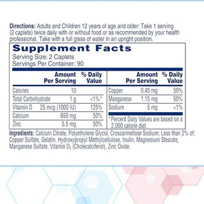 Citracal Maximum Plus Kalziumpräparat – Kalziumcitrat mit Vitamin D3, Zink und essentiellen Mineralien zur Unterstützung der Knochengesundheit, ab 12 Jahren, 180 Tabletten (Verpackung kann variieren)