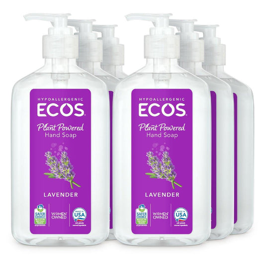 ECOS Hypoallergenes Handseife – Natürliche pH-ausgeglichene Handwaschseife mit Vitamin E – Sicher für empfindliche Haut – Lavendel – 17 Fl Oz (6er-Pack)