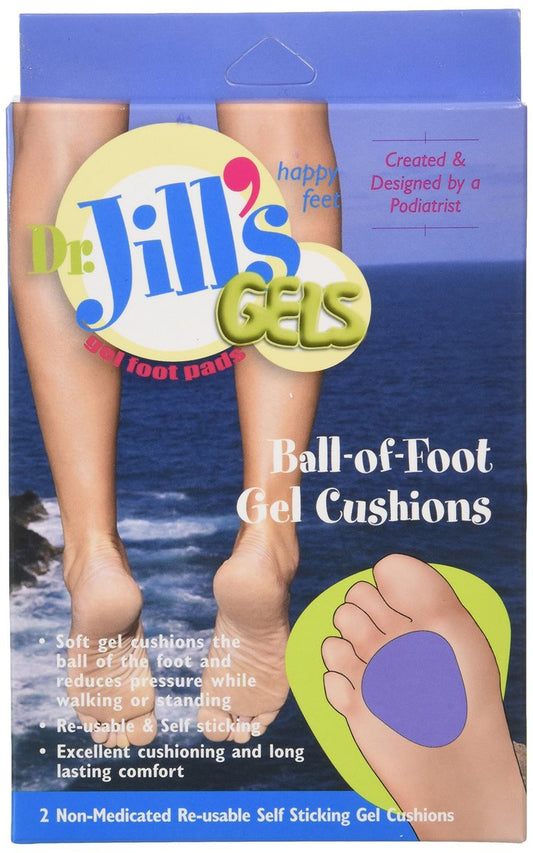 Dr. Jill's Gel Ball of Foot Cushions – Selbstklebend & Wiederverwendbar (1 Paar, Blau)