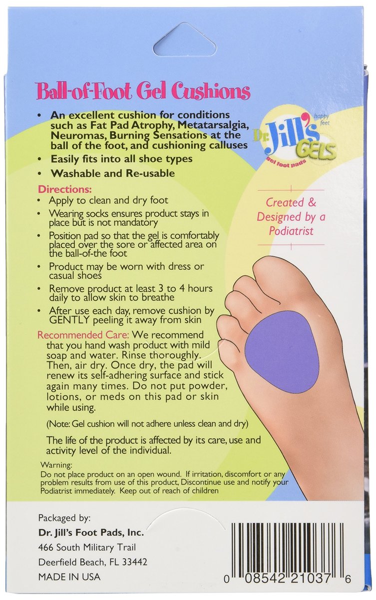 Dr. Jill's Gel Ball of Foot Cushions – Selbstklebend & Wiederverwendbar (1 Paar, Blau)