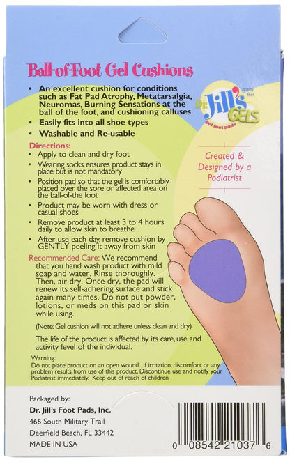 Dr. Jill's Gel Ball of Foot Cushions – Selbstklebend & Wiederverwendbar (1 Paar, Blau)