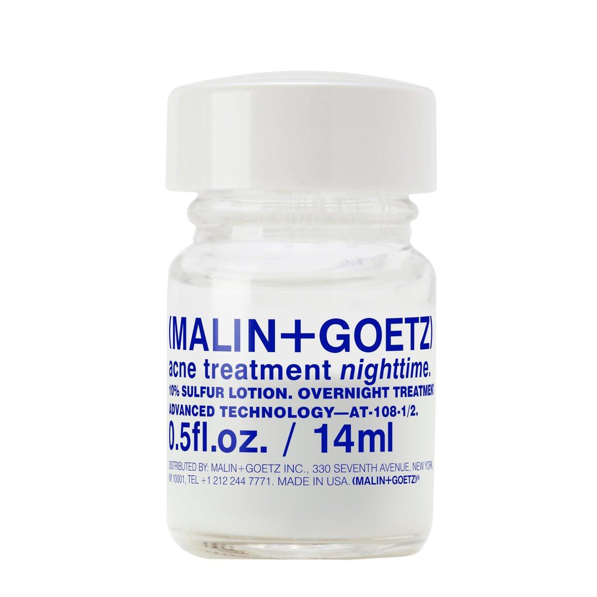 MALIN+GOETZ Akne Behandlung Nachtpflege – Nächtliche Punktbehandlung mit 10% Schwefel, Salicylsäure, Zinkoxid, Kampfer – Beruhigt Rötungen, absorbiert Öl, hilft Narbenbildung zu verhindern – Vegan & tierversuchsfrei (0,5 Fl Oz)