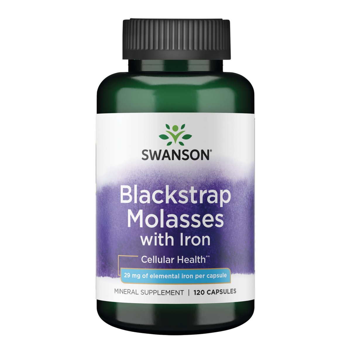 Swanson Blackstrap Molasses Kapseln – Natürliches Eisenpräparat für gesunde Haut (120 Kapseln, 29 mg)