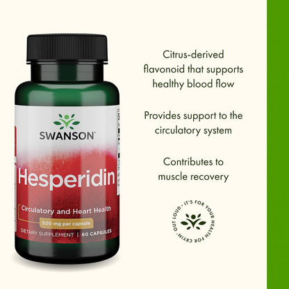 Swanson Hesperidin – Zitrusfrucht-Extrakt für Herz-Kreislauf-Unterstützung und Muskelregeneration – Antioxidative Eigenschaften – Glutenfrei & Non-GMO – 60 Kapseln