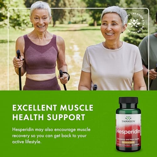 Swanson Hesperidin – Zitrusfrucht-Extrakt für Herz-Kreislauf-Unterstützung und Muskelregeneration – Antioxidative Eigenschaften – Glutenfrei & Non-GMO – 60 Kapseln
