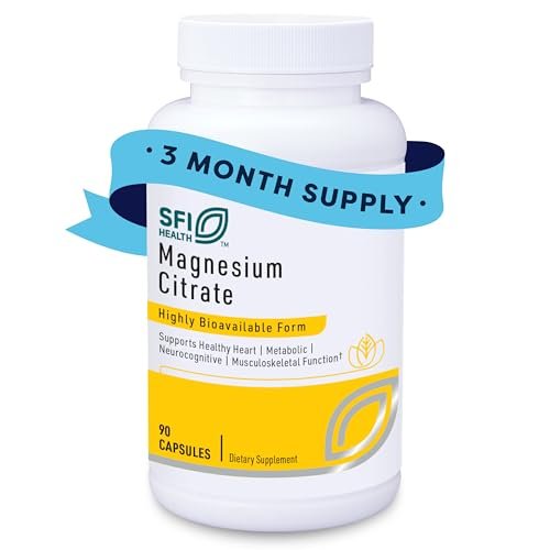 Klaire Labs SFI Health Magnesiumcitrat Kapseln – Hoch bioverfügbares Magnesium für Energie, Muskeln, Nerven, Knochen und Kognition (90 Kapseln)
