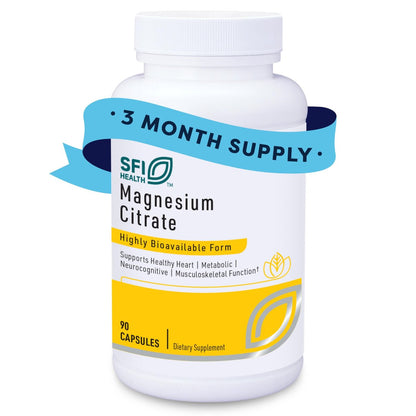 Klaire Labs SFI Health Magnesiumcitrat Kapseln – Hoch bioverfügbares Magnesium für Energie, Muskeln, Nerven, Knochen und Kognition (90 Kapseln)