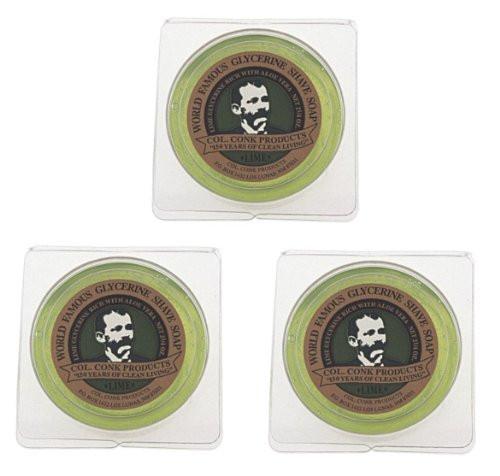 Col. Conk Weltberühmte Rasierseife, Lime - 3er-Pack - Jedes Stück 63,8 g