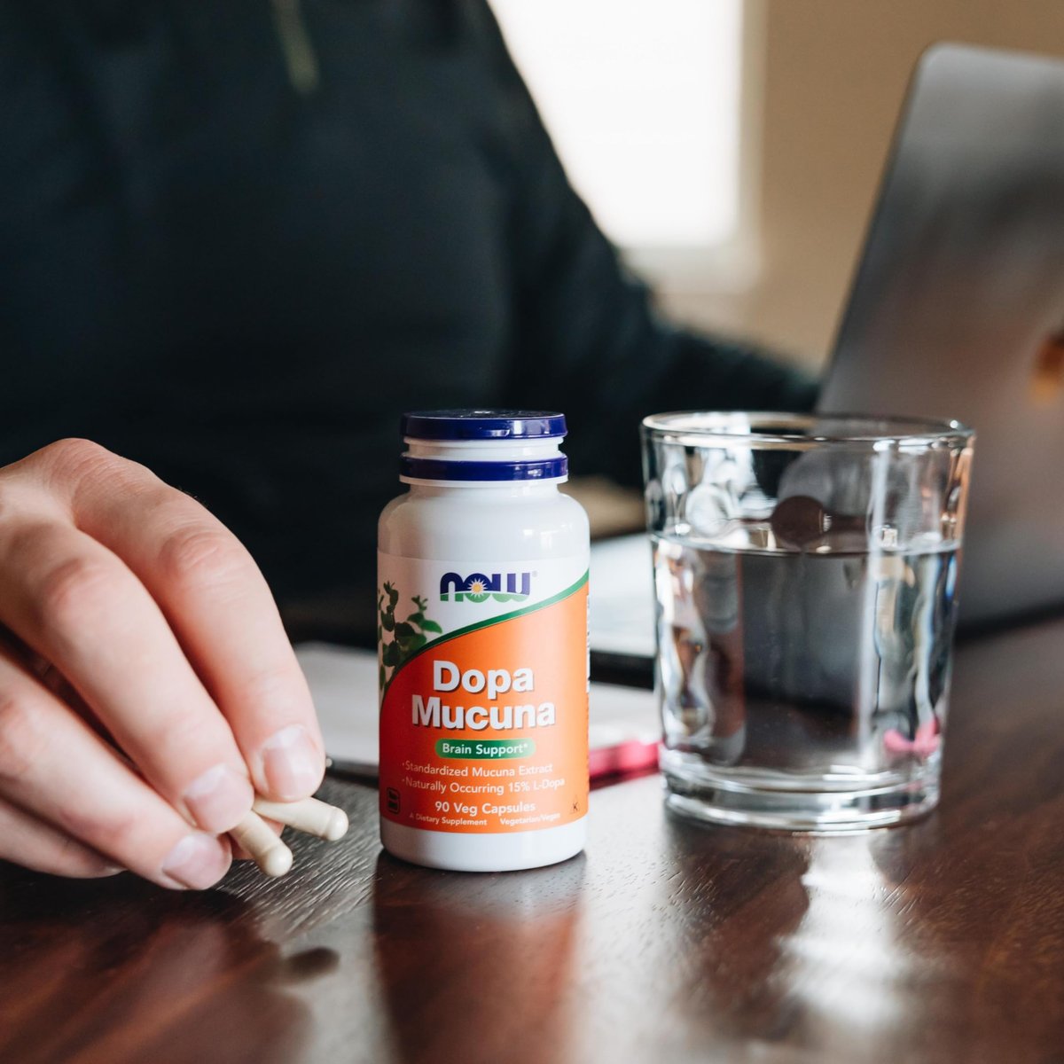NOW Supplements, DOPA Mucuna, standardisierter Mucuna-Extrakt mit natürlich vorkommenden 15 % L-Dopa, 90 vegane Kapseln