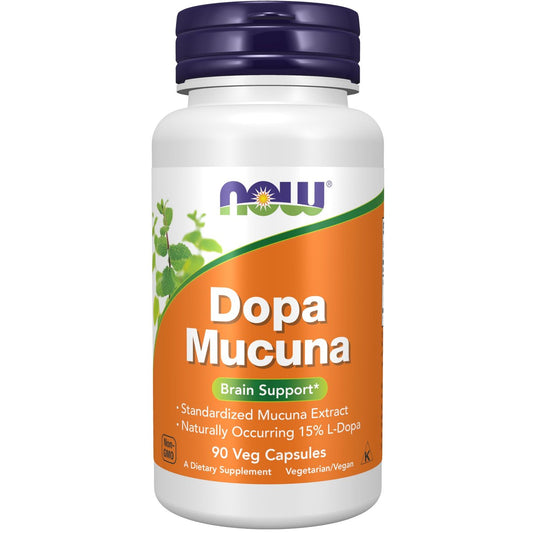NOW Supplements, DOPA Mucuna, standardisierter Mucuna-Extrakt mit natürlich vorkommenden 15 % L-Dopa, 90 vegane Kapseln