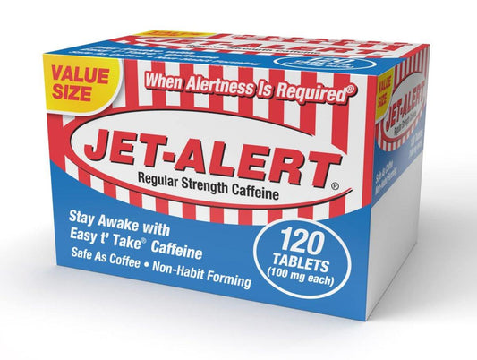 Jet-Alert 100 mg Koffeintabletten, 120 Stück – Wachmacher für mehr Energie