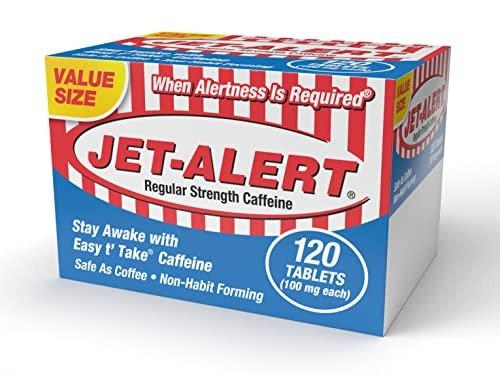 Jet-Alert 100 mg Koffeintabletten, 120 Stück – Wachmacher für mehr Energie