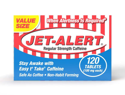 Jet-Alert 100 mg Koffeintabletten, 120 Stück – Wachmacher für mehr Energie