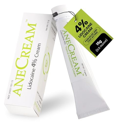 AneCream 4% Lidocain Creme – Topische Betäubungscreme gegen Juckreiz, kleine Schnitte, Schürfwunden, Insektenstiche und leichten Sonnenbrand (0,5 oz / 15 g)