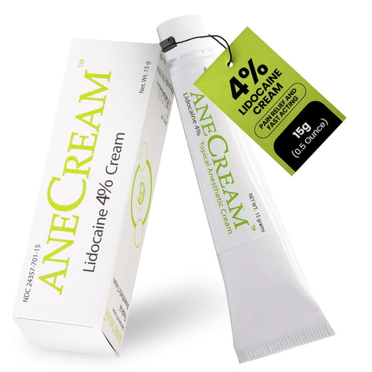 AneCream 4% Lidocain Creme – Topische Betäubungscreme gegen Juckreiz, kleine Schnitte, Schürfwunden, Insektenstiche und leichten Sonnenbrand (0,5 oz / 15 g)